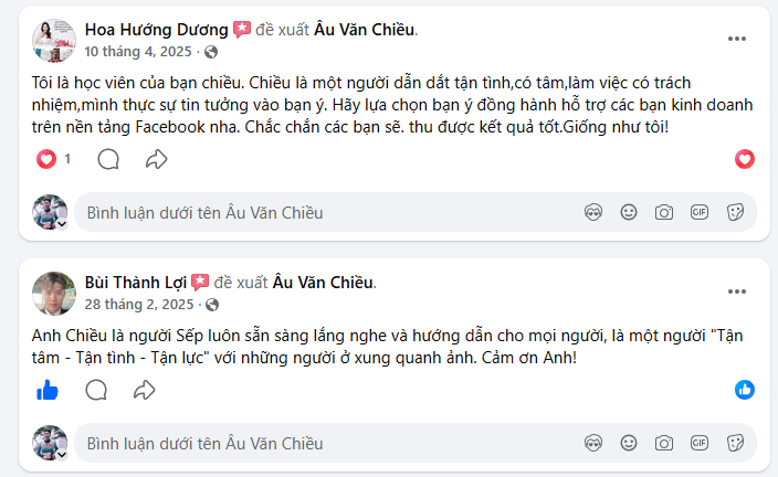 Bình luận Facebook về Âu Văn Chiều