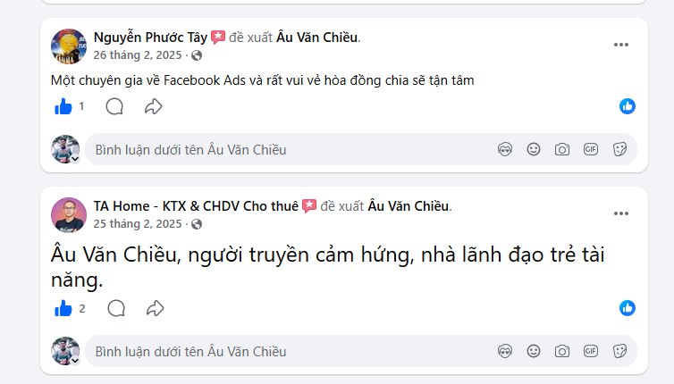 Bình luận Facebook về Âu Văn Chiều