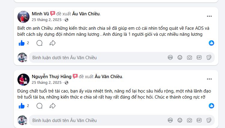 Bình luận Facebook về Âu Văn Chiều