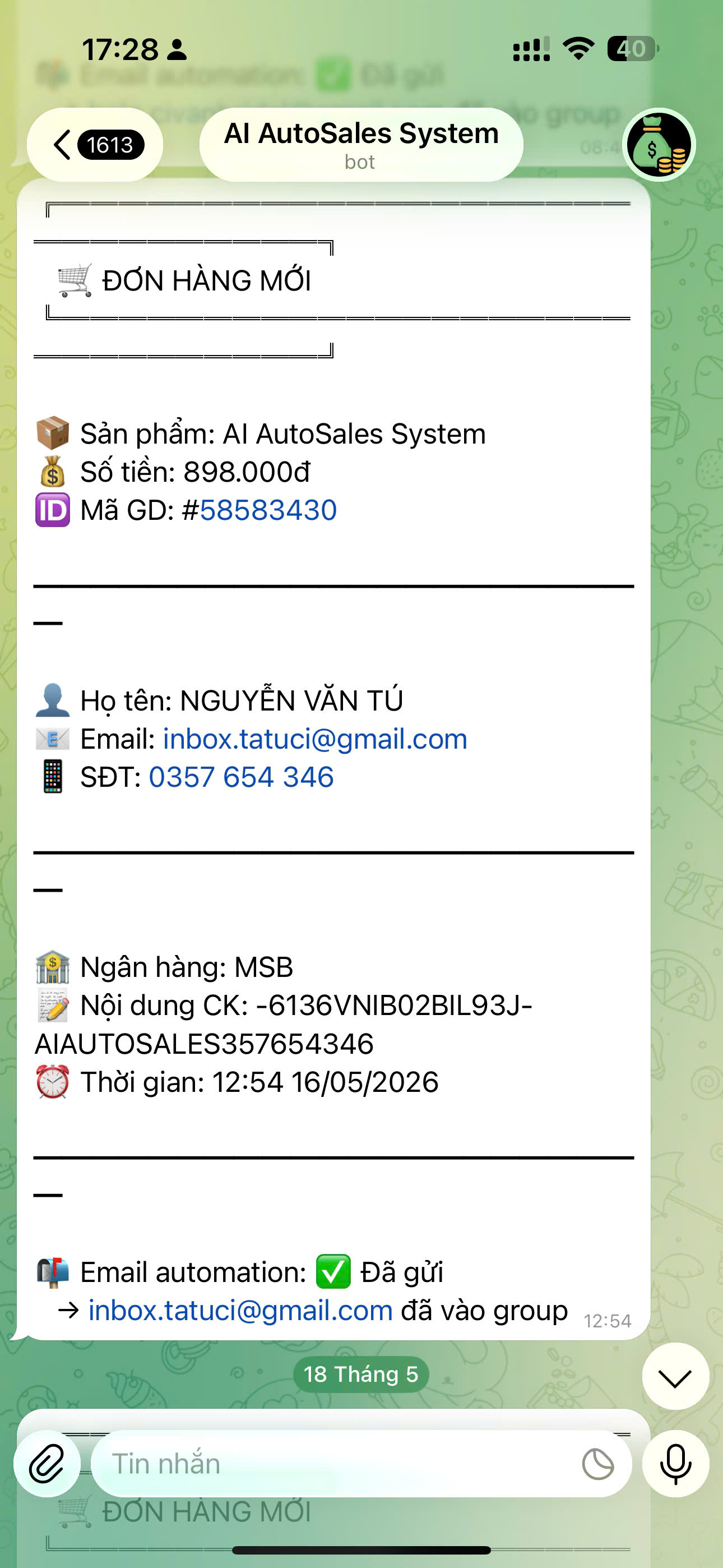 Kết quả doanh thu