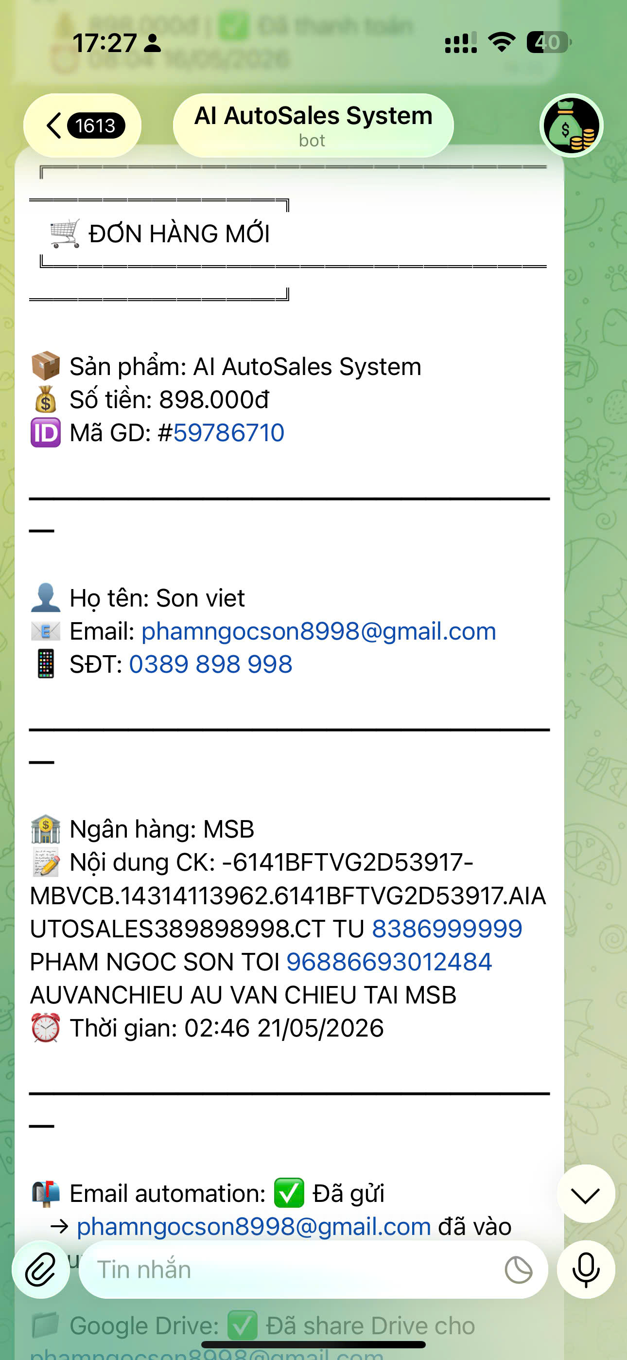 Kết quả doanh thu