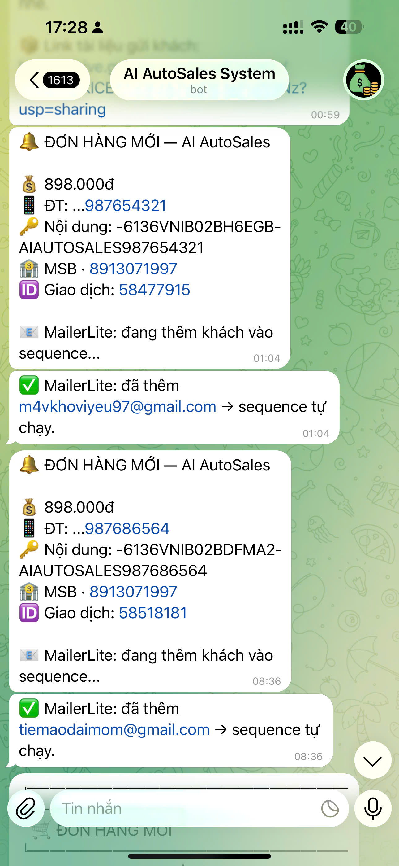 Kết quả doanh thu